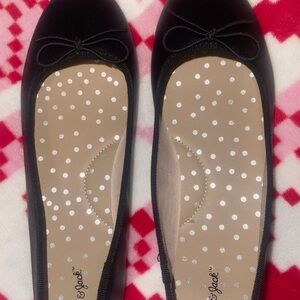 Cat & Jack Black Ballet Flats with Bow NWOT
